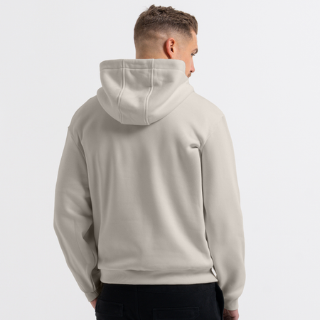 Bee Inspired Classic Hoodie in Sand, thick brush-backed fabric hoodie for warmth and comfort, back view