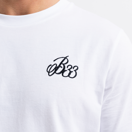 Bee Inspired Classic T-Shirt in White, regular fit tee with a clean, modern silhouette, close-up