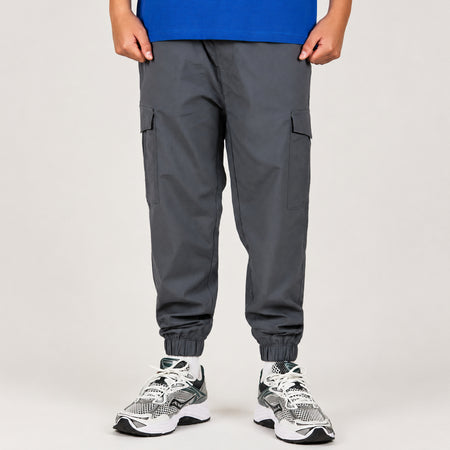Bee Inspired Junior Madueke Cargo Pants in Mid Grey, regular fit junior cargo trousers with utility pockets and stretch cuffs