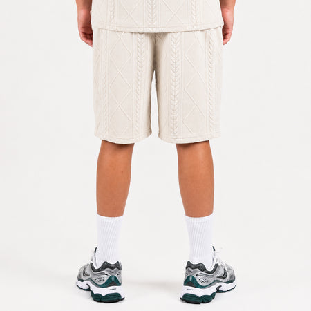 Bee Inspired Junior Konsa Twin Set in Light Stone, matching polo shirt and shorts twin set in lightweight cotton