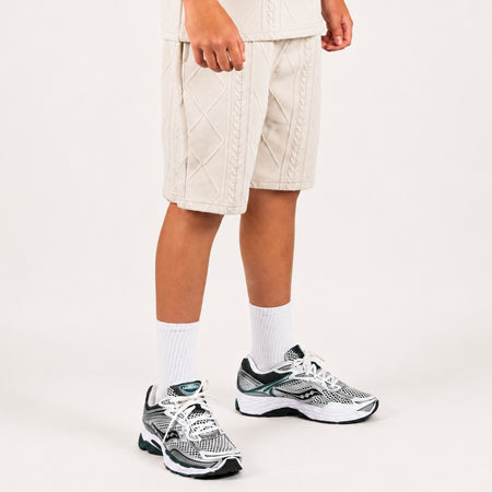 Bee Inspired Junior Konsa Twin Set in Light Stone, matching polo shirt and shorts twin set in lightweight cotton