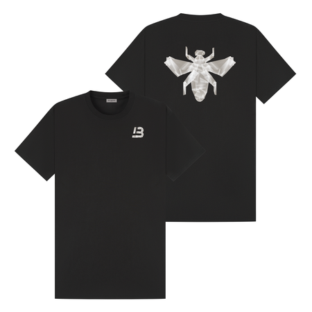 Bee Inspired Castro T-Shirt in Black Relaxed Fit, boxy square oversized fit tee, front view