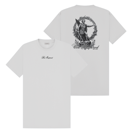 Bee Inspired Mina T-Shirt in Light Grey Relaxed Fit, boxy square oversized fit tee, front view