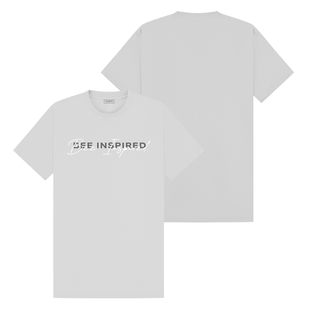 Bee Inspired Muslera T-Shirt in Light Grey Relaxed Fit, boxy square oversized fit tee, front view