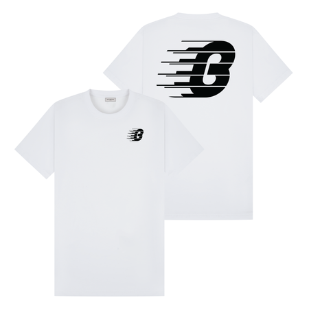 Bee Inspired Pavia T-Shirt in White/Black Relaxed Fit, boxy square oversized fit tee, a modern everyday essential, front view
