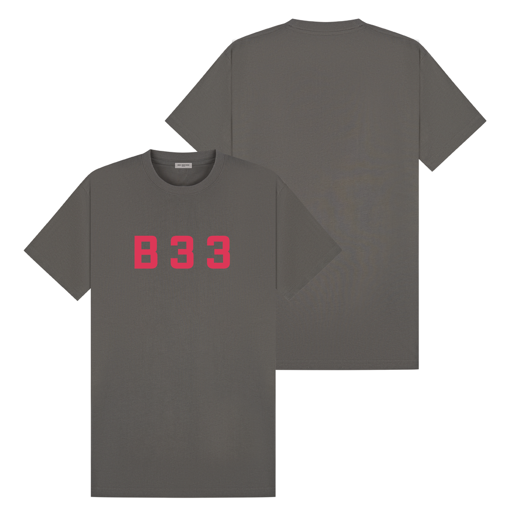 Recoba T-Shirt - Charcoal/Red Relaxed Fit