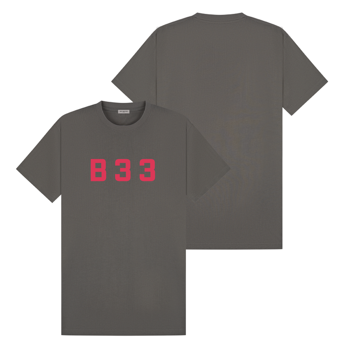 Recoba T-Shirt - Charcoal/Red Relaxed Fit