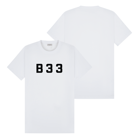 Bee Inspired Recoba T-Shirt in White/Black Relaxed Fit, boxy square oversized fit tee, a modern everyday essential