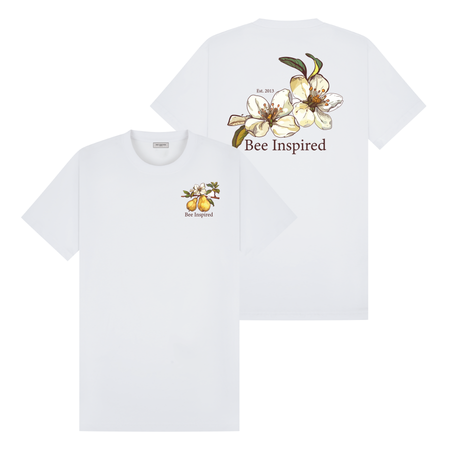 Bee Inspired Tomoki T-Shirt in White Relaxed Fit, boxy square oversized fit tee, a modern everyday essential, front view