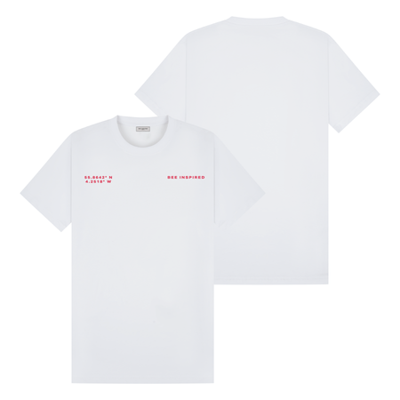 Bee Inspired Vidal T-Shirt in White Relaxed Fit, boxy square oversized fit tee, a modern everyday essential, front view