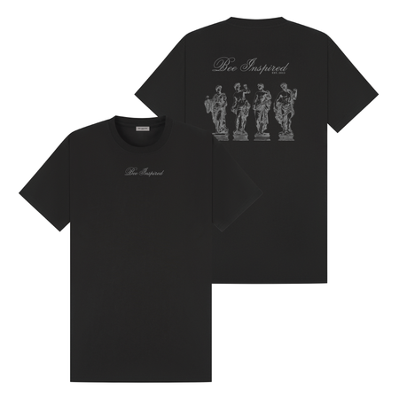 Bee Inspired Yepes T-Shirt in Black Relaxed Fit, boxy square oversized fit tee, a modern everyday essential, front view