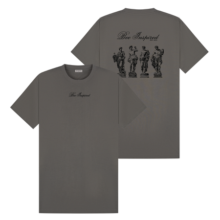 Bee Inspired Yepes T-Shirt in Charcoal Relaxed Fit, boxy square oversized fit tee, a modern everyday essential, front view