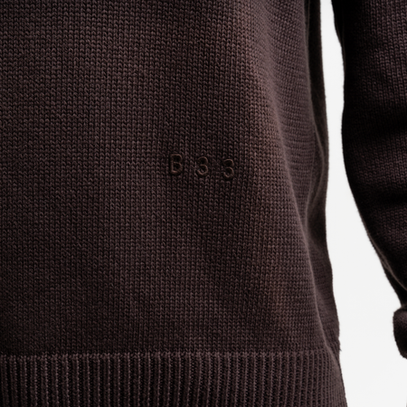 Bee Inspired Conti Sweater in Coffee, relaxed fit premium knitwear sweater, back view