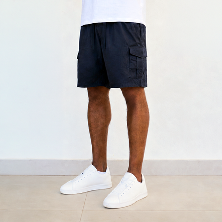 Bee Inspired Cruz Cargo Short in Navy, regular fit cargo shorts with a multi utility pocket design, front view