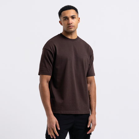 Bee Inspired Diallo T-Shirt in Coffee, relaxed fit tee designed for easy layering, front view