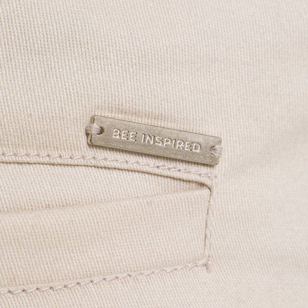 Bee Inspired Falcone Chino Short in Sand, regular fit chino shorts with branded button detailing, studio shot