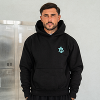 Bee Inspired Guedes Hoodie in Black/Aqua, front view