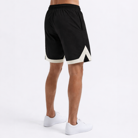 Bee Inspired Heartbreaker Club Mesh Shorts in Black/Cream, mesh shorts with a contrast Heartbreaker logo, styled shot