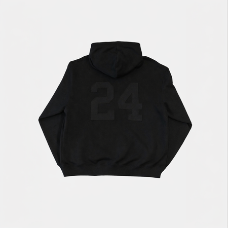 Bee Inspired Heartbreaker Club Blackout Hoodie in Black, relaxed fit hoodie in a luxury streetwear style, back view