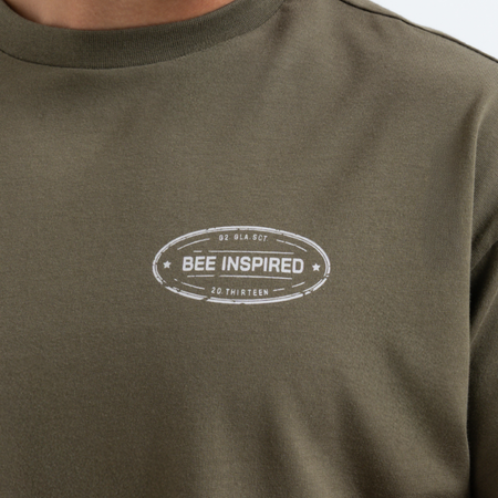Bee Inspired Juninho T-Shirt in Khaki, relaxed fit tee with a heritage-inspired graphic, alternate angle