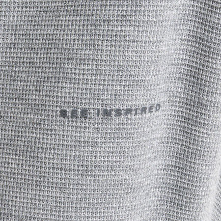 Bee Inspired Lavia Crew in Light Grey Marl, relaxed fit crew sweatshirt with an overlap collar, alternate angle