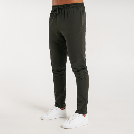 Bee Inspired Merola Pant in Khaki, regular fit trousers with a branded back pocket label, front view