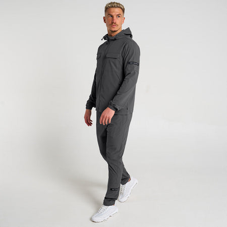 Bee Inspired Milito Hoodie in Charcoal, slim fit hoodie in ripstop fabric with 5 pockets, styled shot