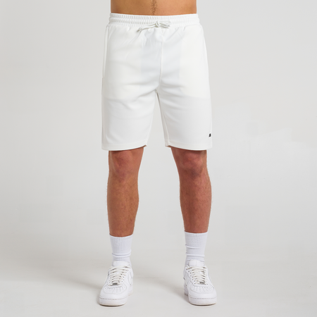 Bee Inspired Morata Short in Ivory, relaxed fit shorts in neoprene fabric with a branded hem print, close-up
