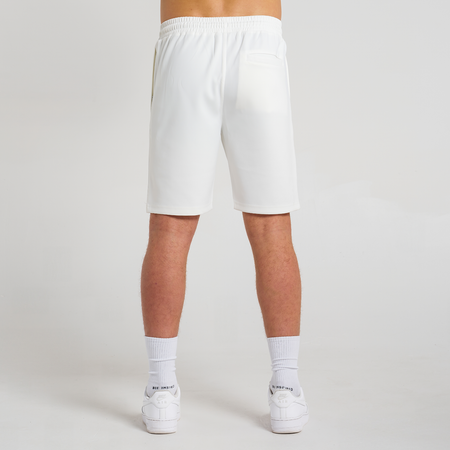 Bee Inspired Morata Short in Ivory, relaxed fit shorts in neoprene fabric with a branded hem print, back view
