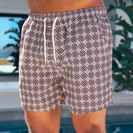 Bee Inspired Periera Swim Shorts in Multi, lightweight swim shorts with a bold multi colour print, back view