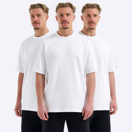Bee Inspired Relaxed Fit Triple Pack in White, triple pack of relaxed fit tees for everyday comfort, front view