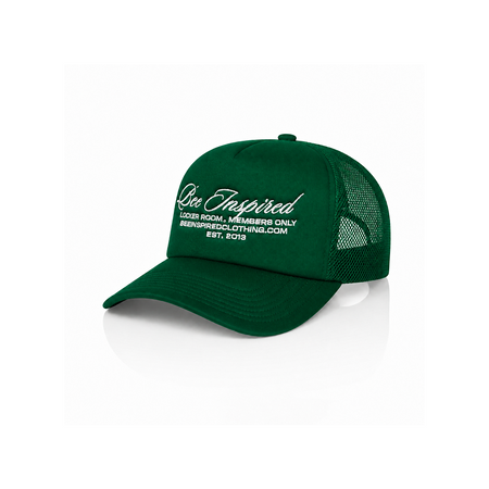 Bee Inspired Team Trucker Cap in Green, trucker cap with a foam front and mesh back, front view