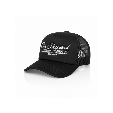 Bee Inspired Team Trucker Cap in Black, trucker cap with a foam front and mesh back, front view