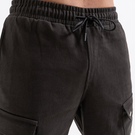 Bee Inspired Verdi Cargo Pant in Charcoal, relaxed fit carpenter-style cargo trousers with a drawcord waistband, styled shot