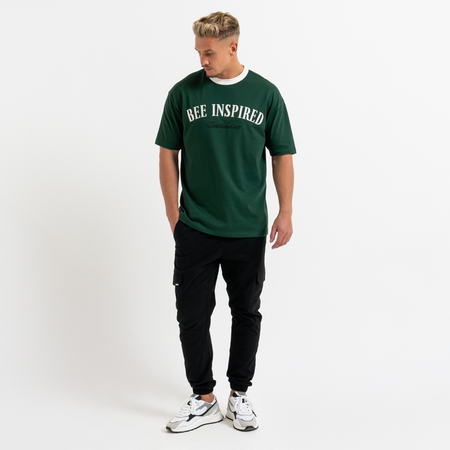 Bee Inspired Willock T-Shirt in Green, relaxed fit tee with a collegiate-inspired graphic, styled shot