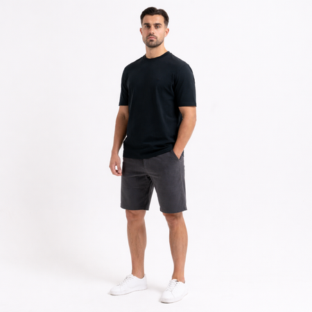 Bee Inspired Zamorano Shorts in Charcoal, cord shorts with a soft hand-feel, styled shot