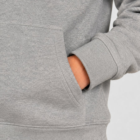 Bee Inspired Junior Aguirre Hoodie in Grey/Pink, relaxed fit junior hoodie with a raised chest and back print, back view