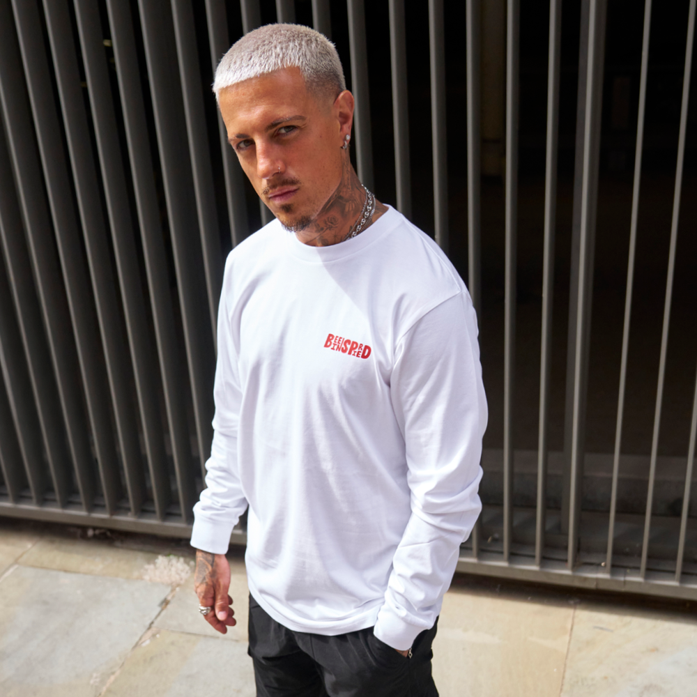 Aguirre Long Sleeve T-Shirt - White/Burnt Red