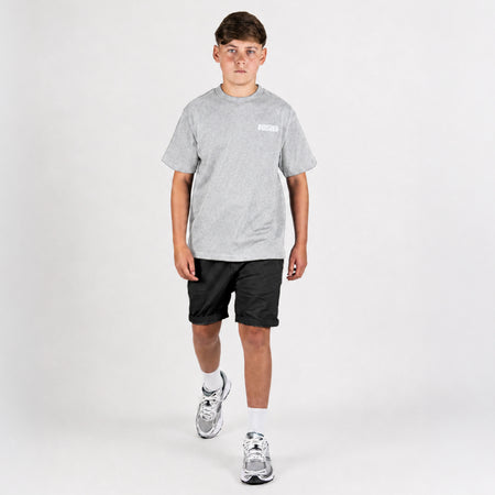 Bee Inspired Junior Aguirre T-Shirt in Grey/Aqua, relaxed fit junior tee with a raised chest and back print, styled shot