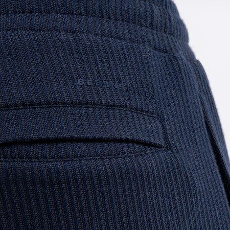 Bee Inspired Ake Short in Dark Navy, relaxed fit shorts with subtle branding, close-up