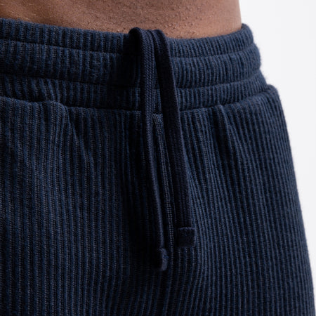 Close up detail of the Ake Short in dark navy