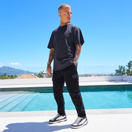 Bee Inspired Alonso Oversized T-Shirt in Faded Black, oversized fit graphic tee with a laid-back shape and faded wash