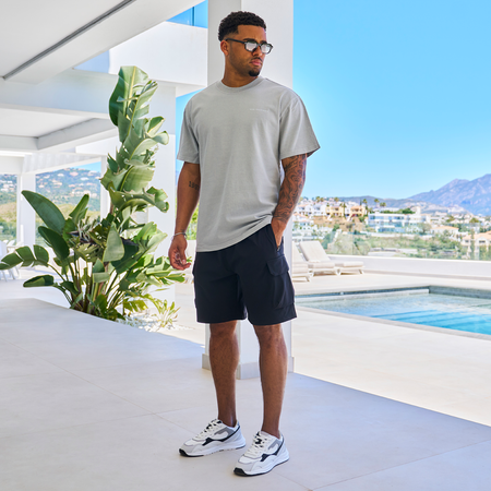 Bee Inspired Alonso Oversized T-Shirt in Faded Storm, oversized fit graphic tee with a laid-back shape and faded wash