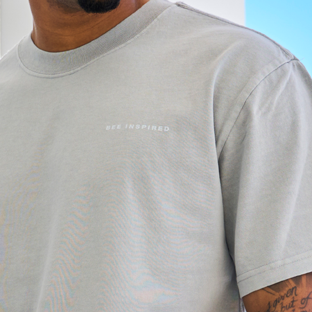 Bee Inspired Alonso Oversized T-Shirt in Faded Storm, oversized fit graphic tee with a laid-back shape and faded wash