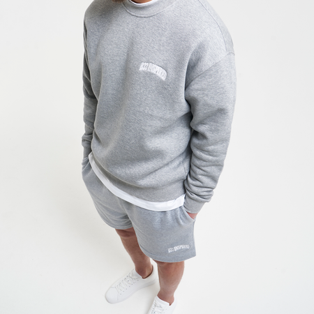 Bee Inspired Zabaleta Crew in Grey Marl, relaxed fit crew sweatshirt in premium heavyweight cotton, alternate angle