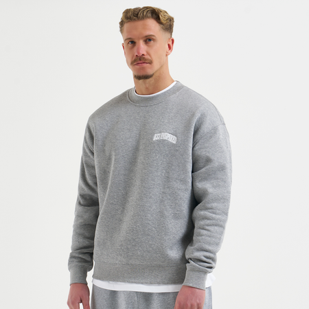 Bee Inspired Zabaleta Crew in Grey Marl, relaxed fit crew sweatshirt in premium heavyweight cotton, front view