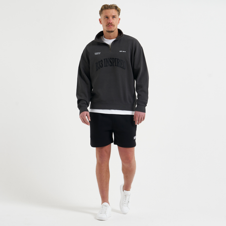 Bee Inspired Sosa 1/4 Zip in Washed Black, quarter-zip top in premium heavyweight cotton, styled shot
