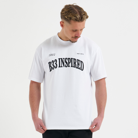 Bee Inspired Sosa T-Shirt in White, relaxed fit tee in premium heavyweight cotton, front view