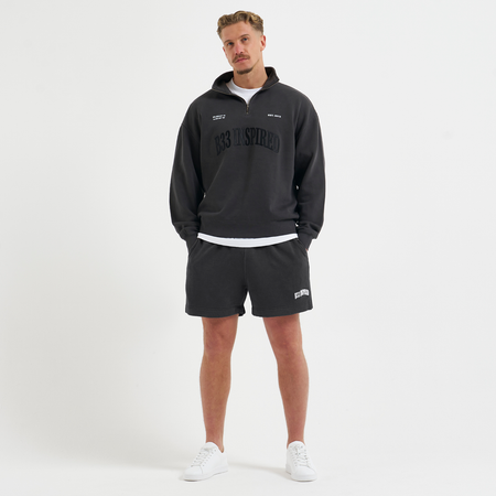 Bee Inspired Zabaleta Short in Washed Black, relaxed fit shorts in premium heavyweight cotton, styled shot