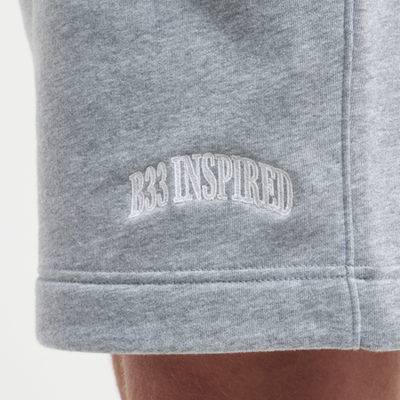 Bee Inspired Zabaleta Short in Grey Marl, relaxed fit shorts in premium heavyweight cotton, back view
